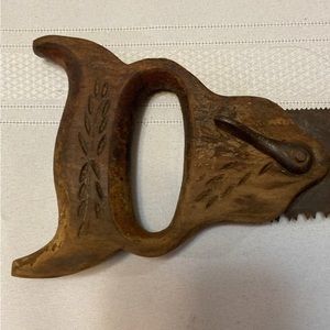 Hand Saw - Vintage  Unique Double Edge Hand Saw -Decorative Carved Wooden Handle